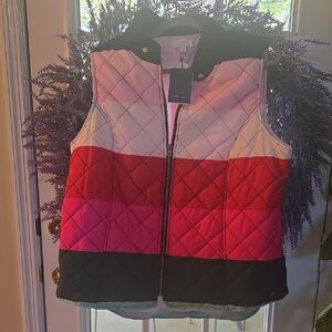 Crown & Ivy Pink and Colorful Quilted Vest